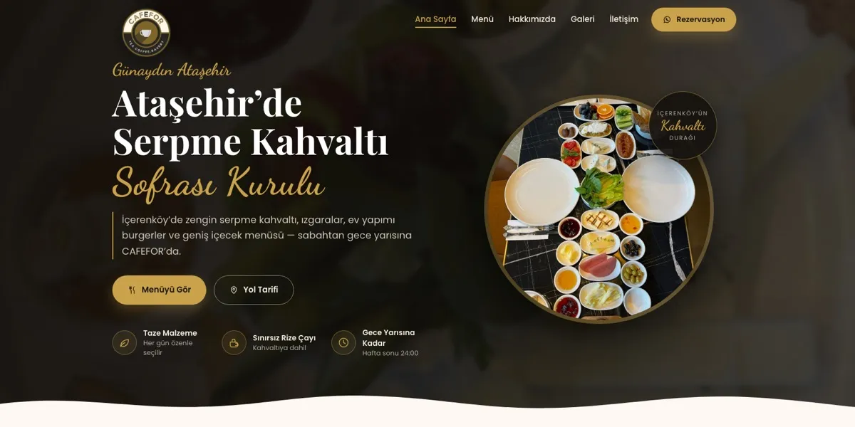 CAFEFOR web sitesi ekran görüntüsü