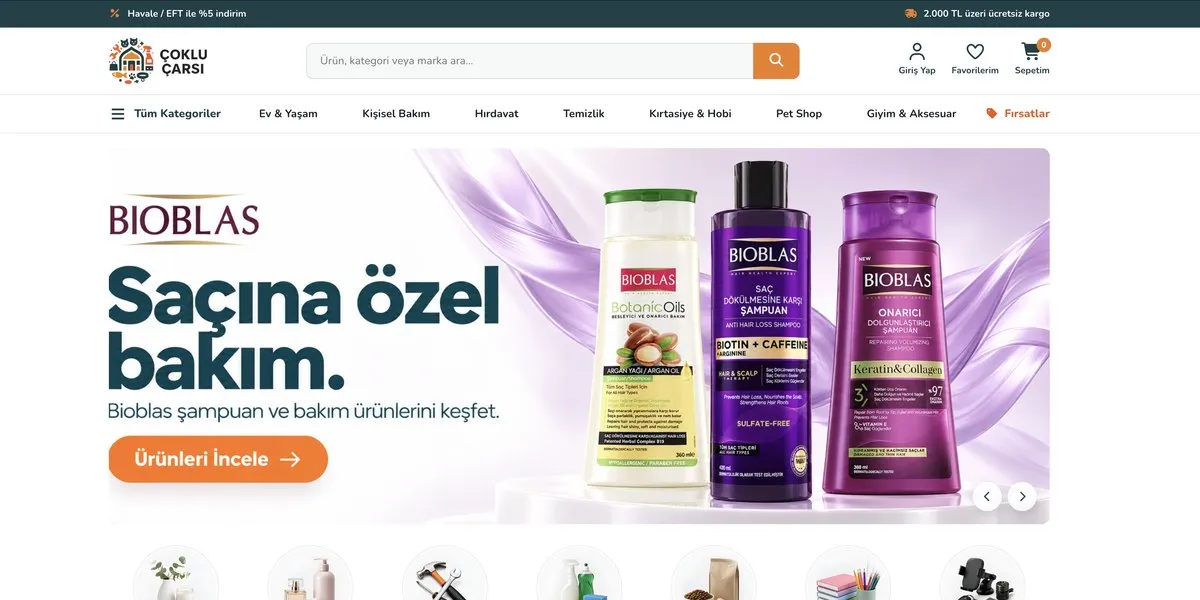 ÇokluÇarşı web sitesi ekran görüntüsü