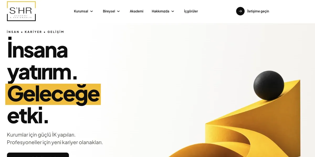S'HR Akademi & Danışmanlık web sitesi ekran görüntüsü