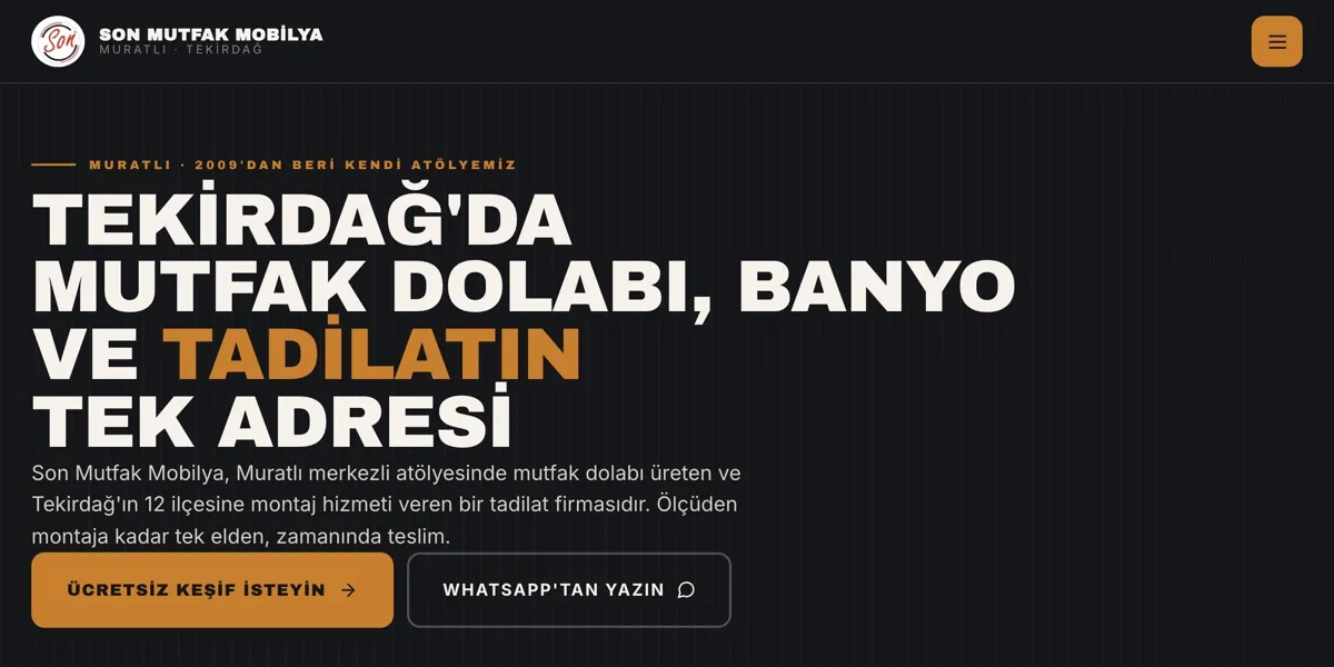 Son Mutfak Mobilya web sitesi ekran görüntüsü